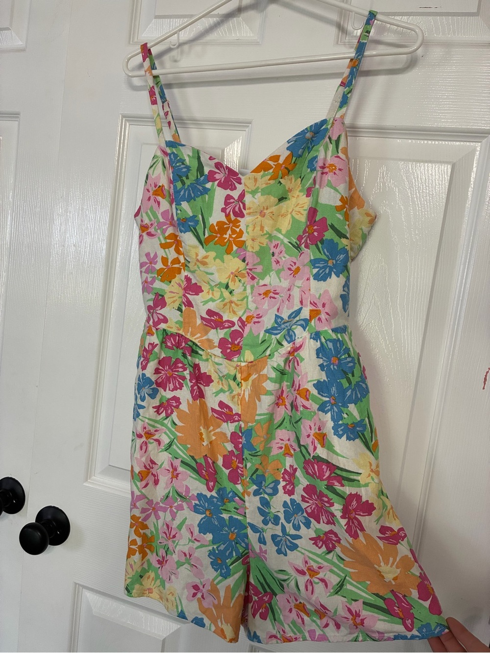 Old Navy Fit & Flare Floral Linen Rayon Blend Romper Size M